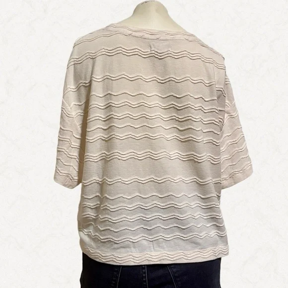 Madewell Texture & Thread Scallop-Stripe Top, Size Medium - Picture 4 of 5